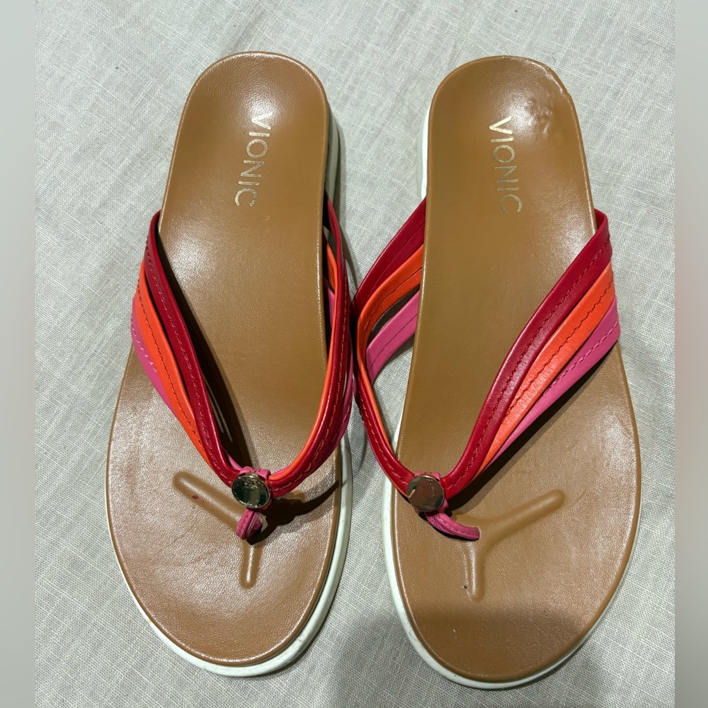 Vionic Women's Strappy Thong Sandals in Red, Pink, Orange